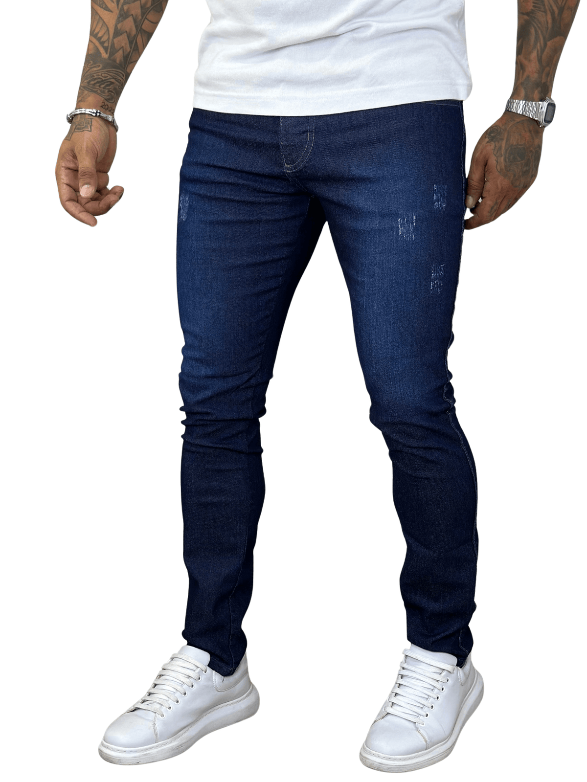 Calça Jeans Slim Escura Tecido Premium