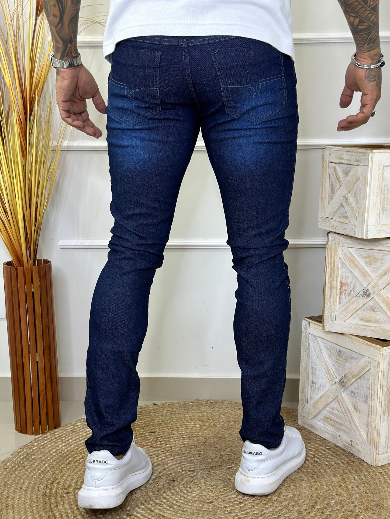 Calça Jeans Slim Escura Tecido Premium - Virtuare